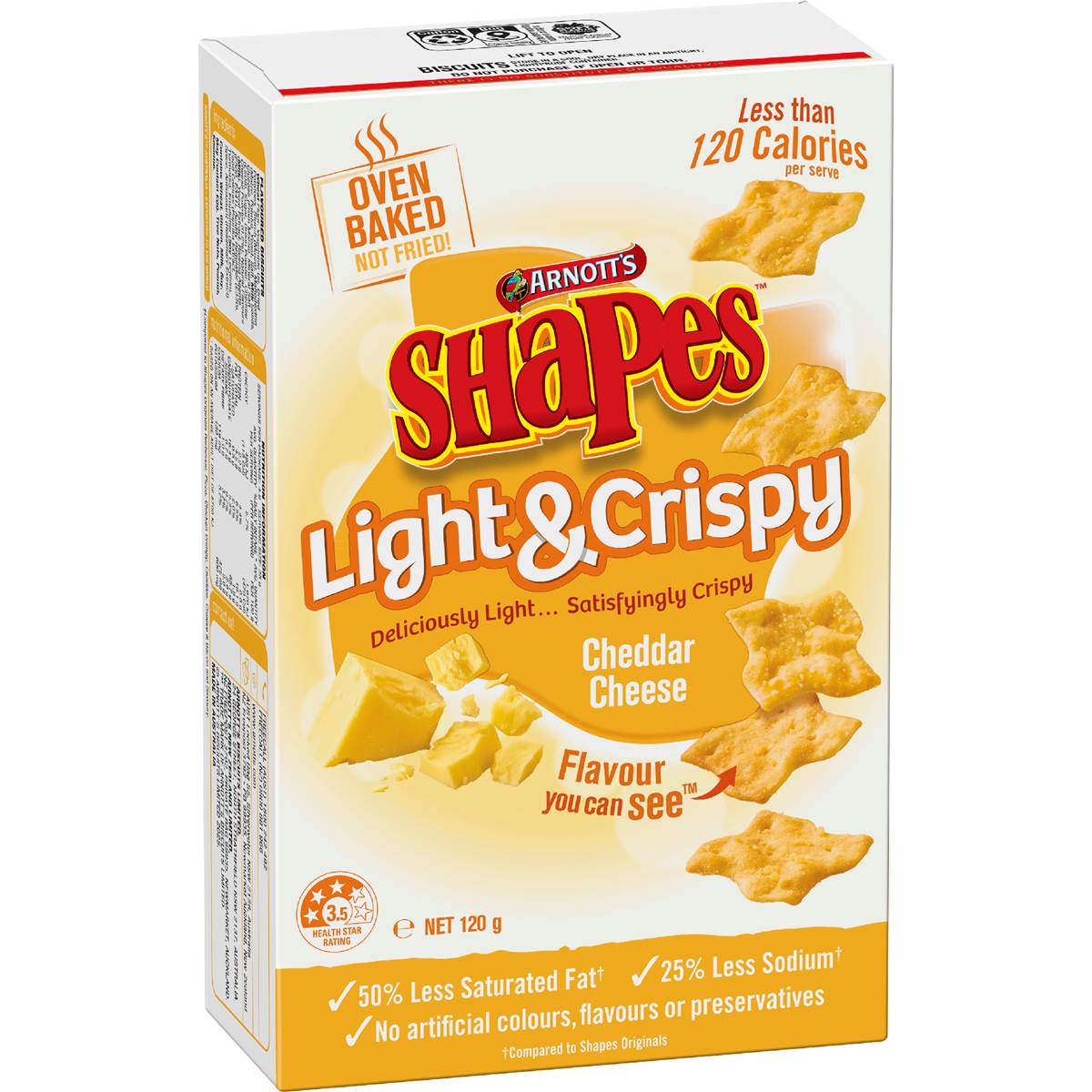 Arnott's Shapes Light & Crispy Cheddar Cheese Crackers 120g