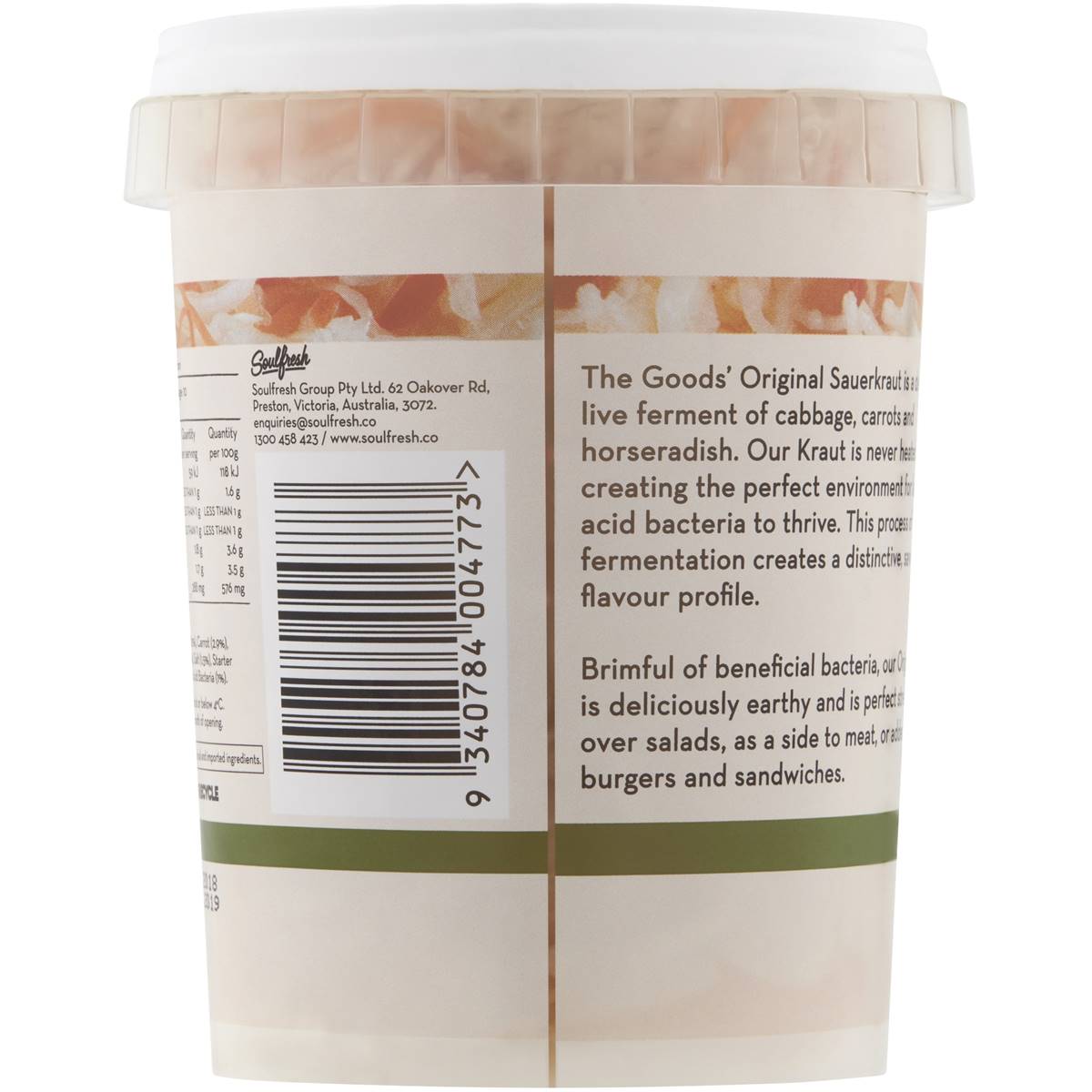 The Goods Living & Fermented Original Sauerkraut 500g Woolworths