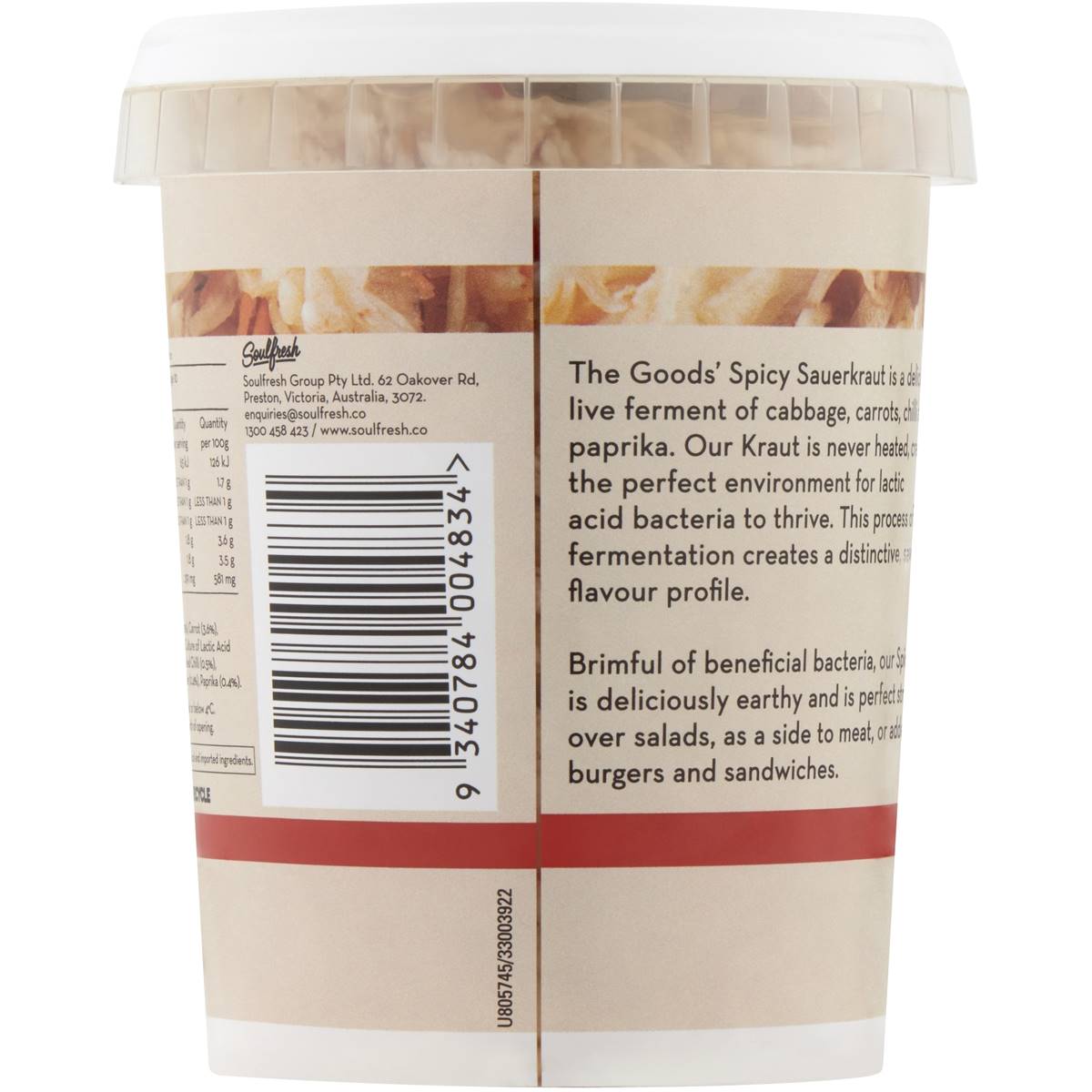 The Goods Living & Fermented Spicy Sauerkraut 500g Woolworths