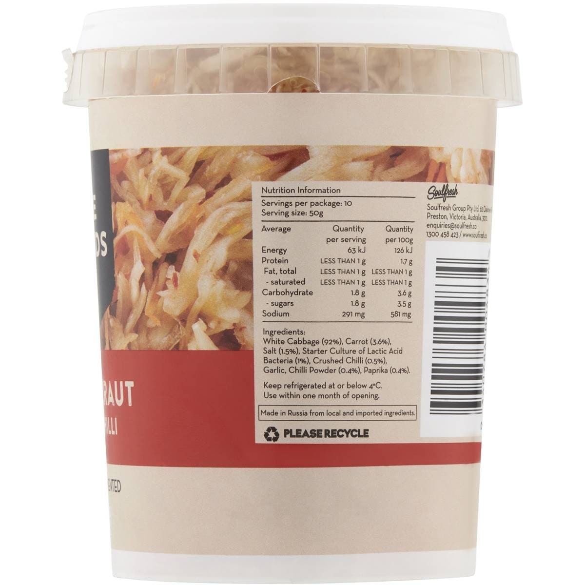 The Goods Living & Fermented Spicy Sauerkraut 500g Woolworths