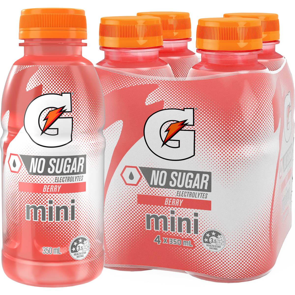 Gatorade No Sugar Berry Sports Drink Mini Bottles 350mL x 4 pack
