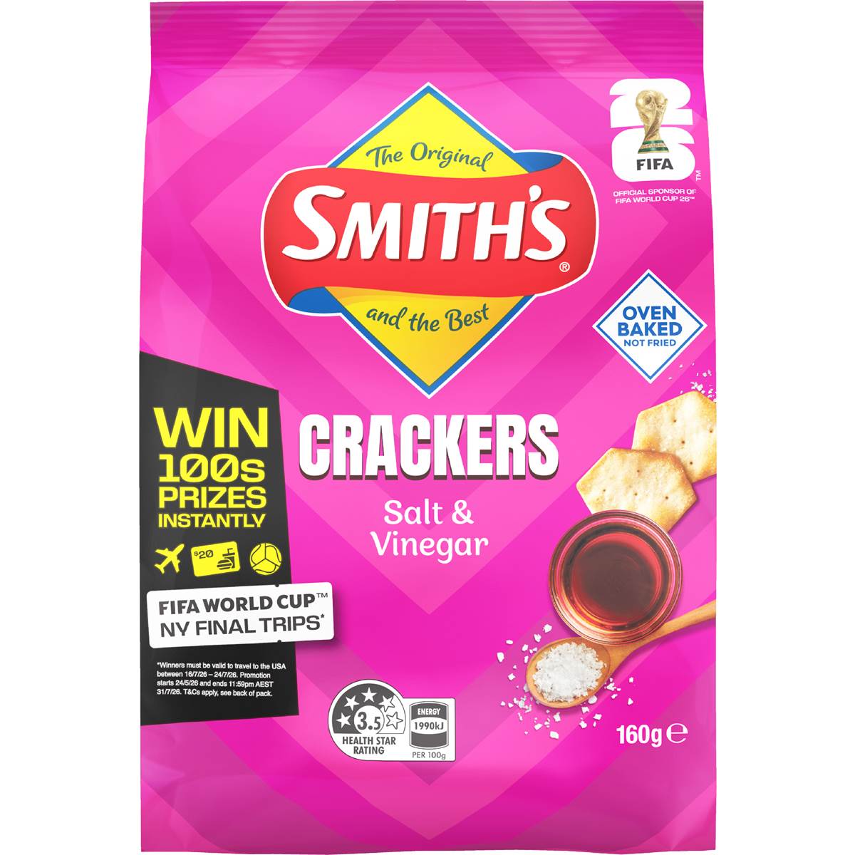 Smith's Crackers Salt & Vinegar Snack 160g