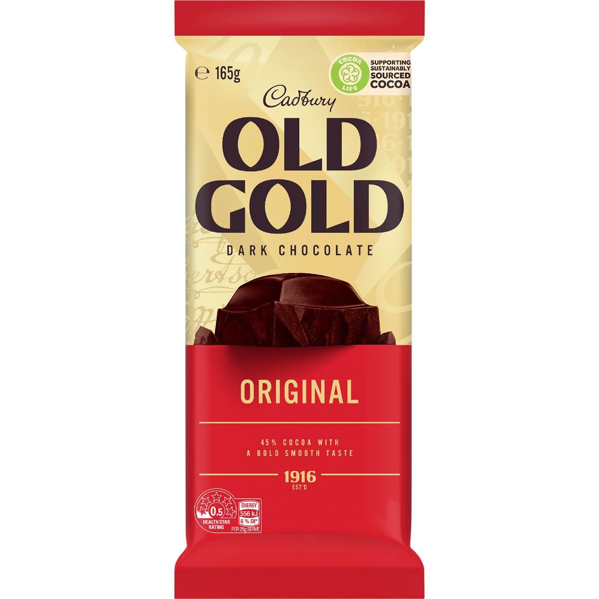 Cadbury Old Gold Original Dark Chocolate Block 165g