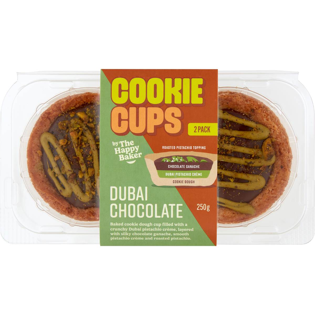 The Happy Baker Cookie Cups Dubai Chocolate 250g 2 pack