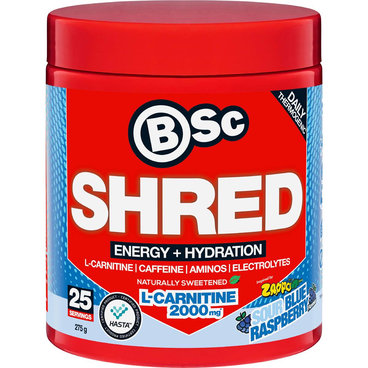 BSc Zappo Shred Energy & Hydration Sour Blue Raspberry 275g