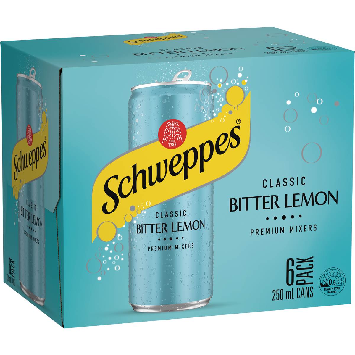 Schweppes Classic Bitter Lemon Premium Mixer Mini Cans 250mL x 6 pack