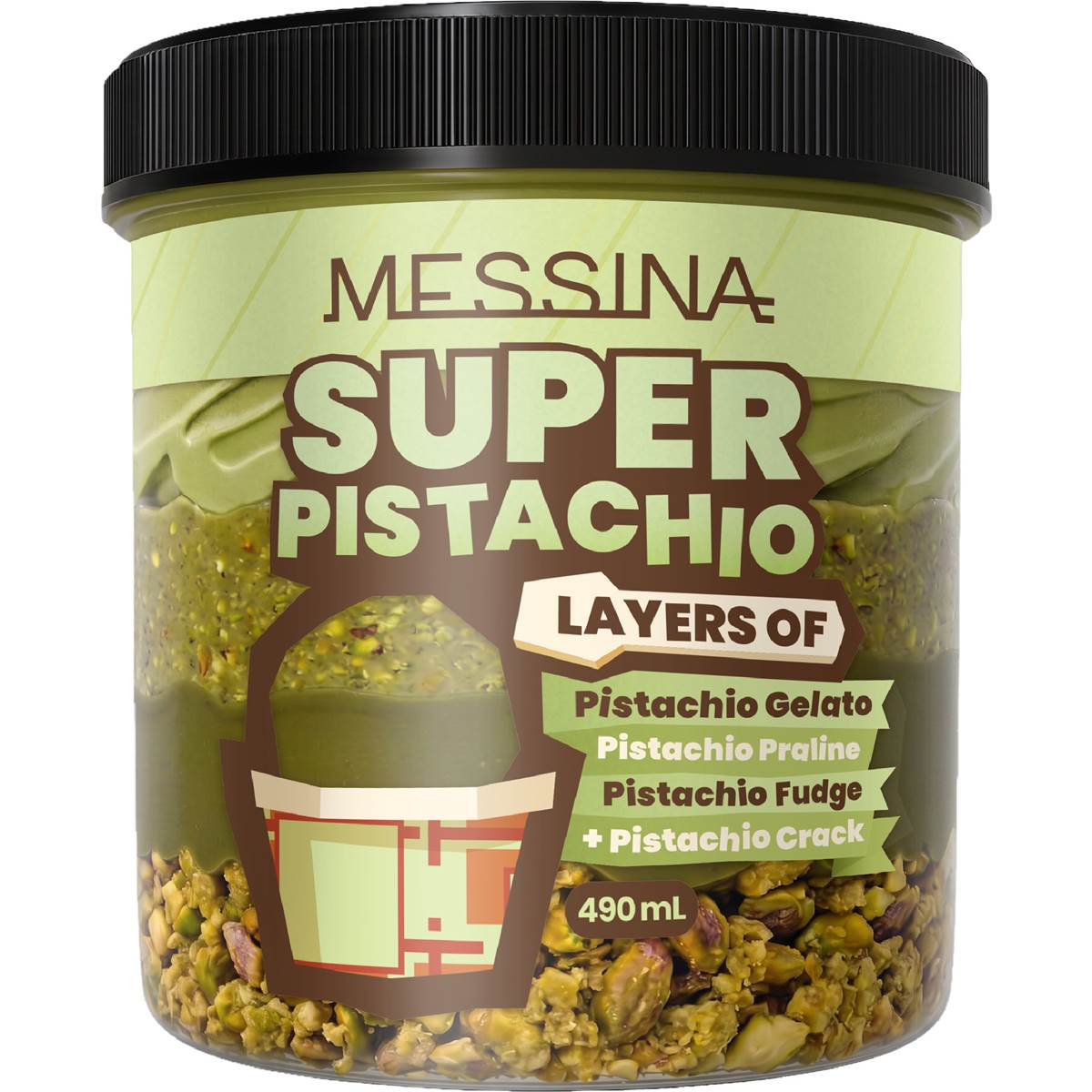 Messina Super Pistachio Layered Gelato 490mL