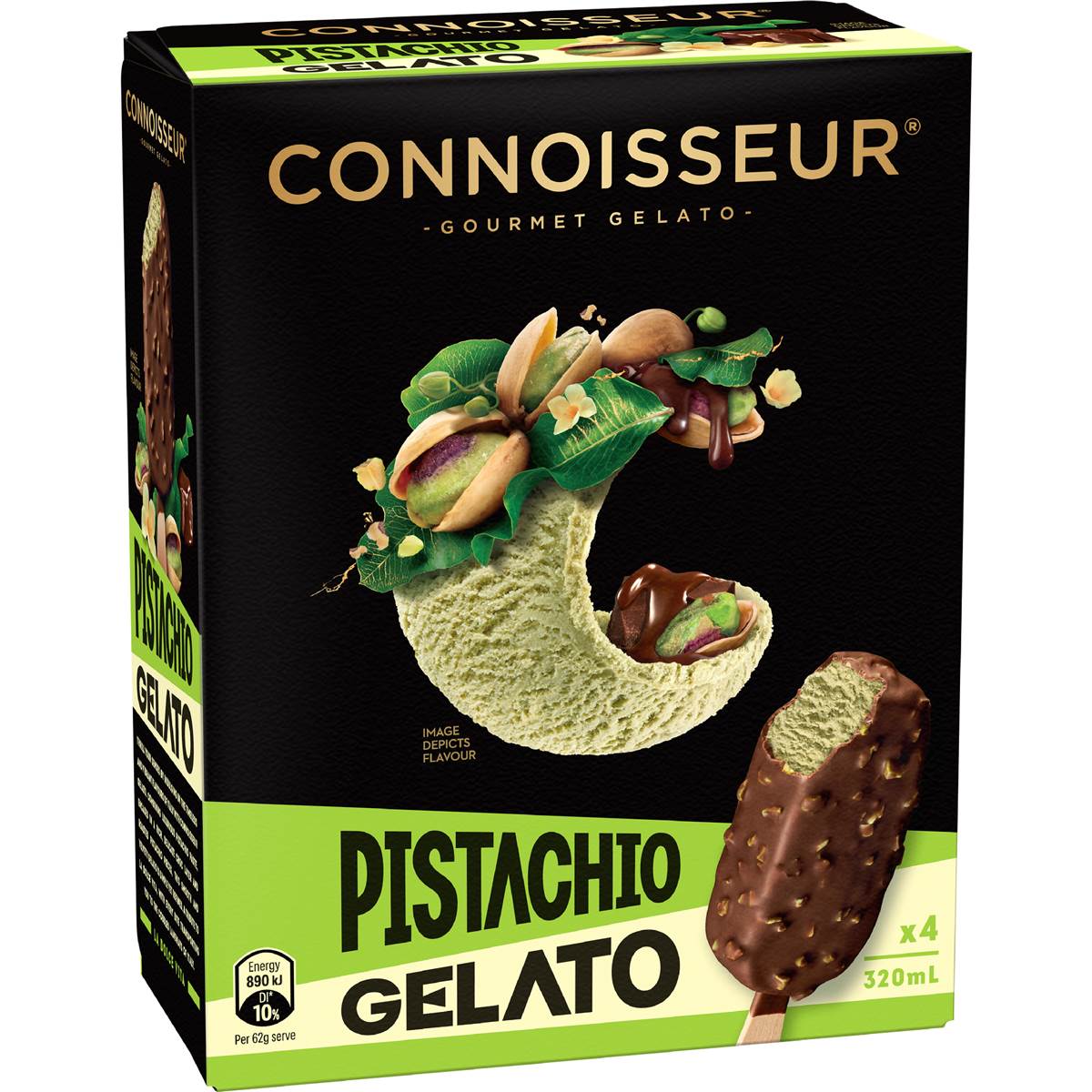 Connoisseur Pistachio Gelato Dessert Sticks 320mL 4 pack