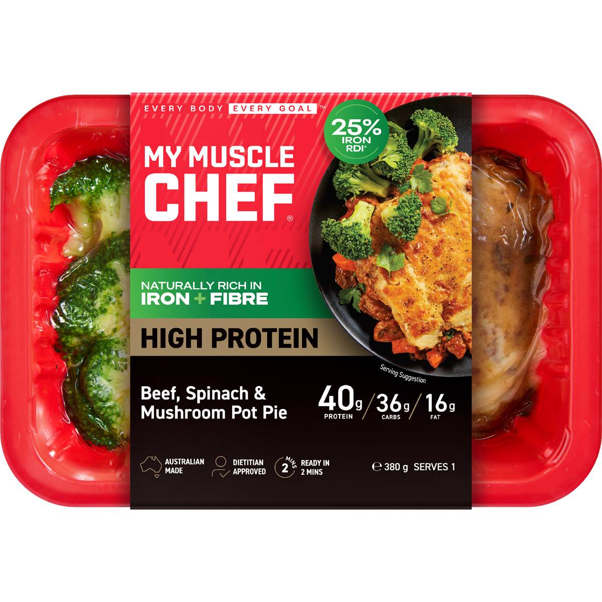 My Muscle Chef Beef Spinach & Mushroom Pot Pie 380g