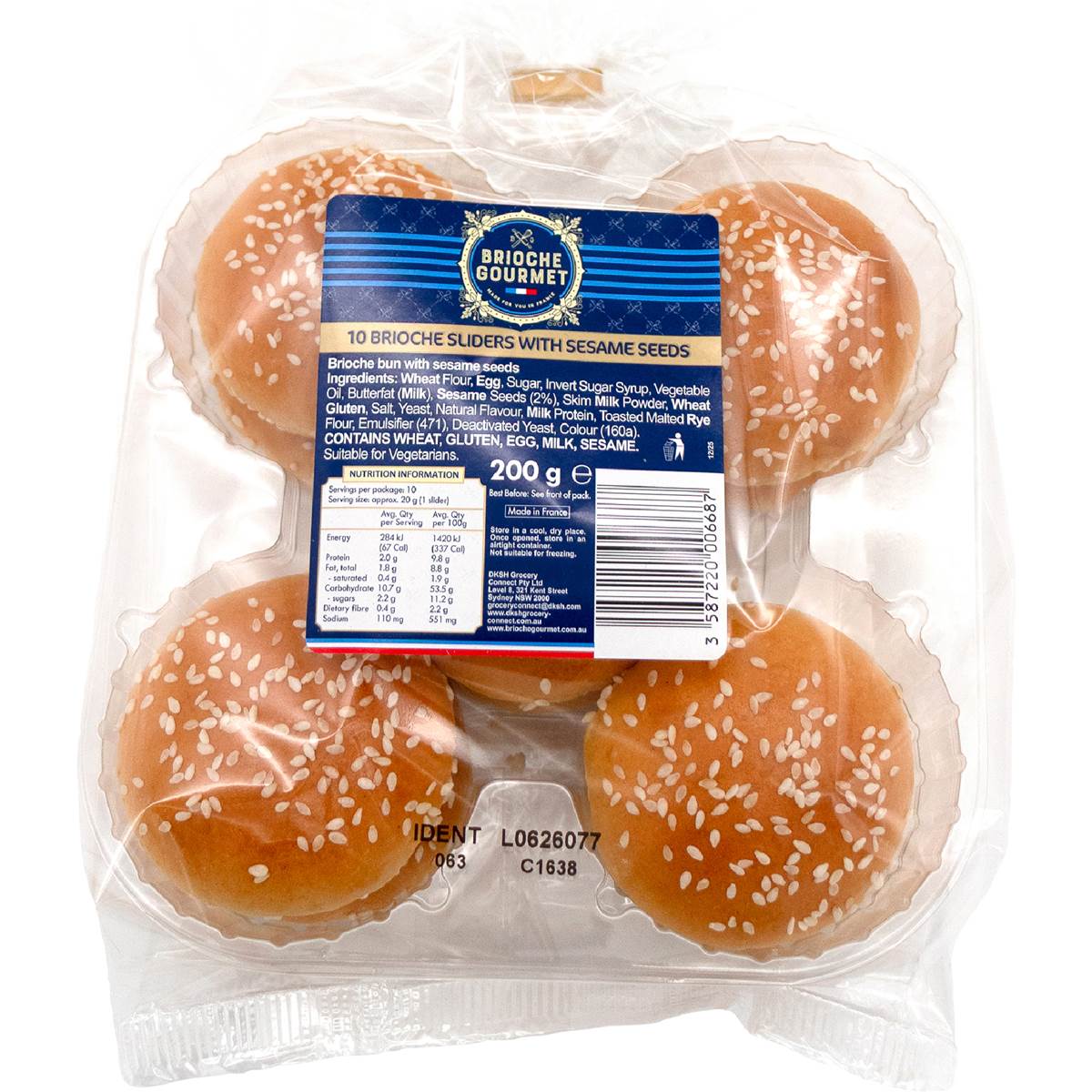 Brioche Gourmet Slider Buns With Sesame Seeds 10 pack
