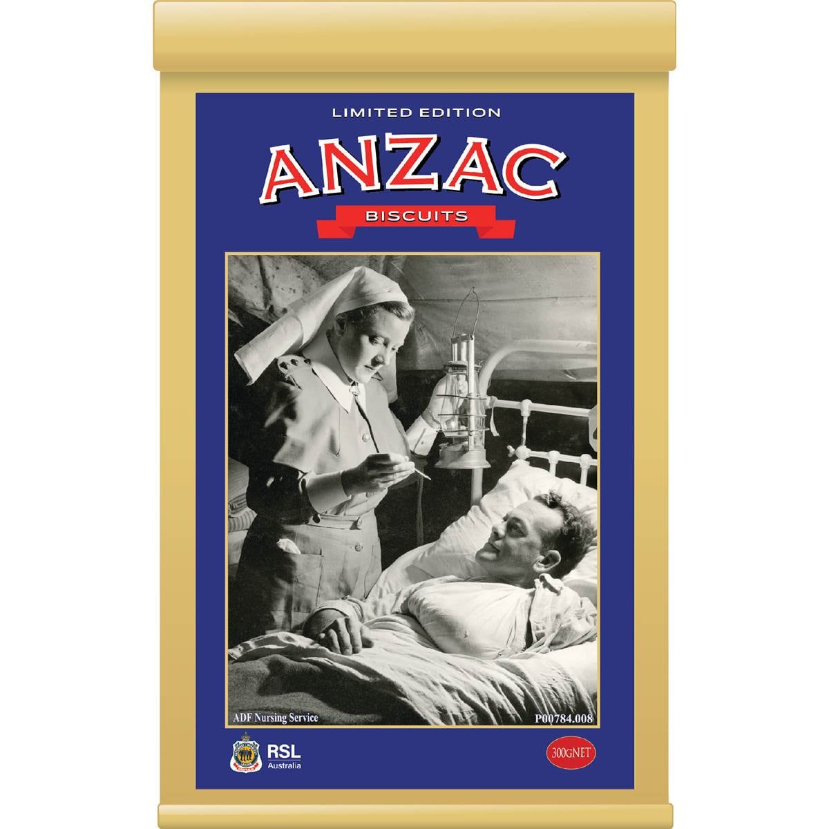 Bakers Finest Anzac Biscuits Tin Nurse Service 300g