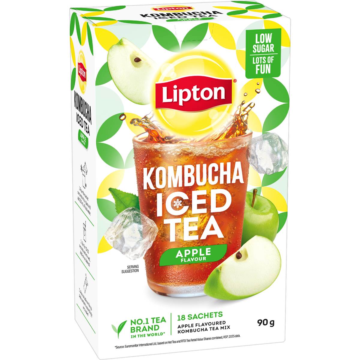 Lipton Apple Kombucha Iced Tea Sachets 18 pack