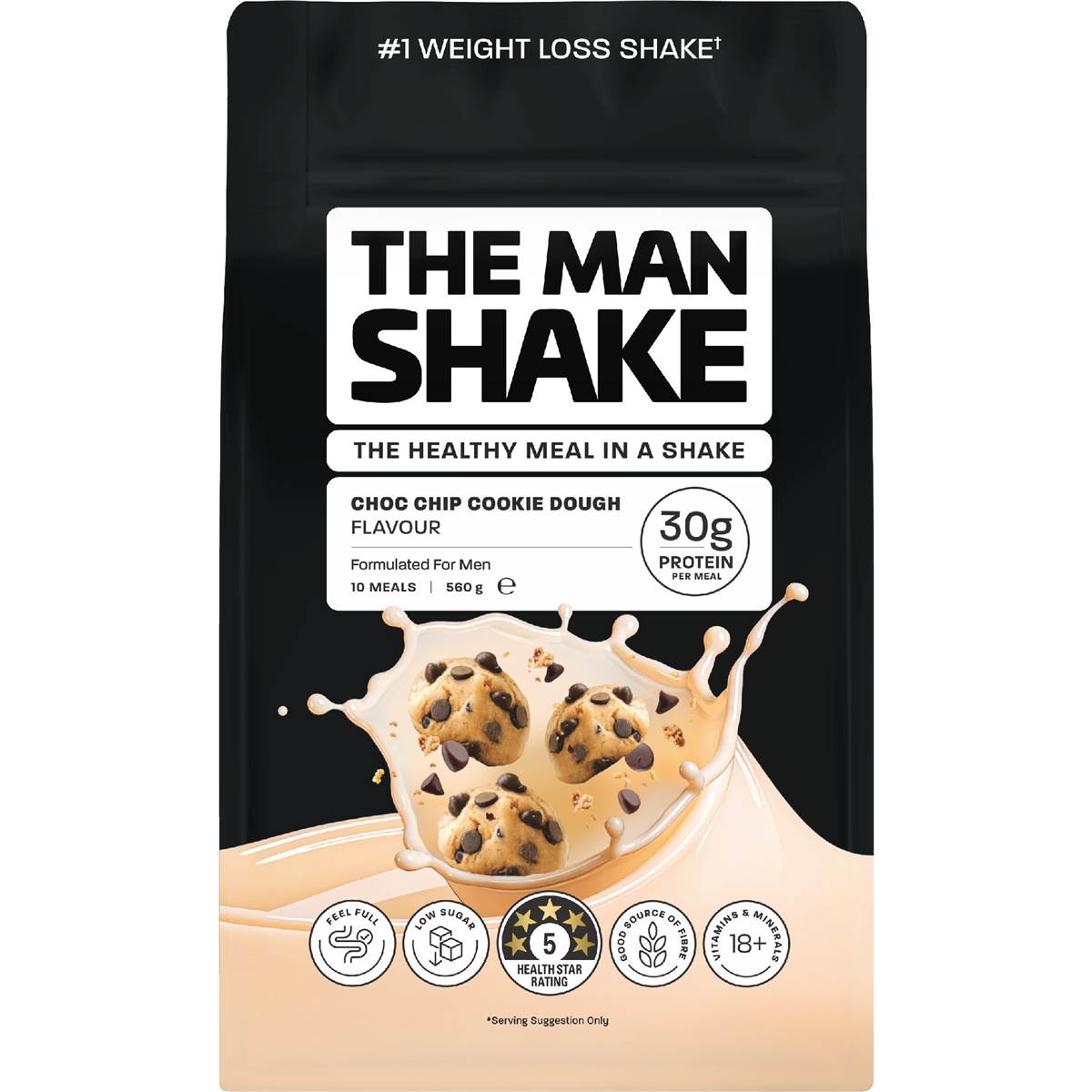 The Man Shake Choc Chip Cookie Dough Powder 560g