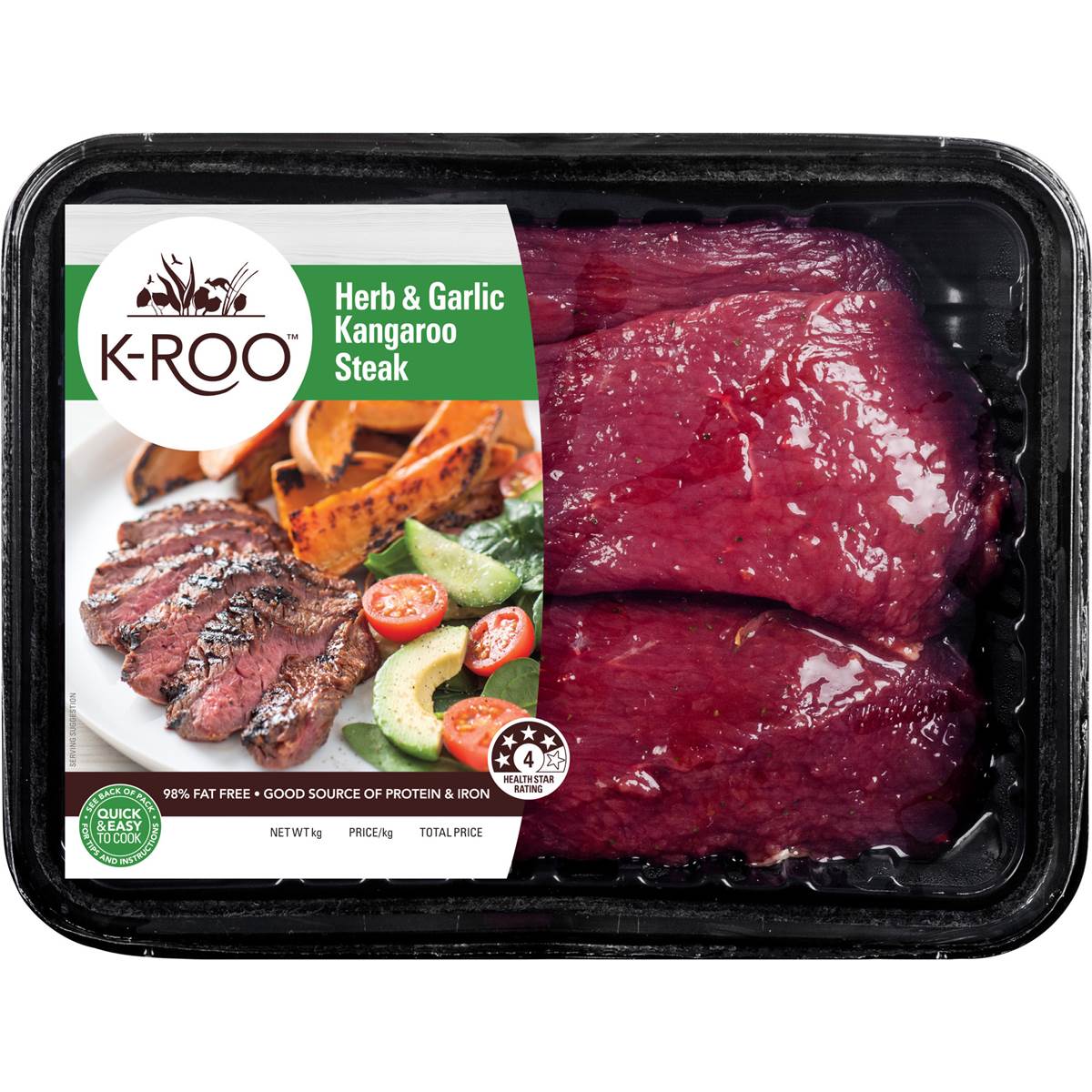 K-Roo Kangaroo Herb & Garlic Steak 500g