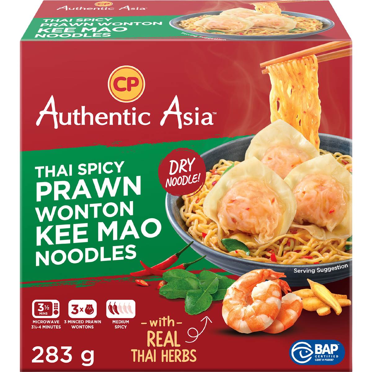 Authentic Asia Thai Prawn Wonton Kee Mao Noodles 283g