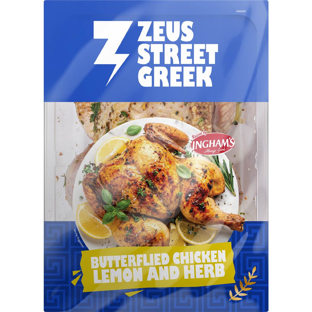 Zeus Street Greek Butterflied Chicken Lemon & Herb 900g - 1.25kg