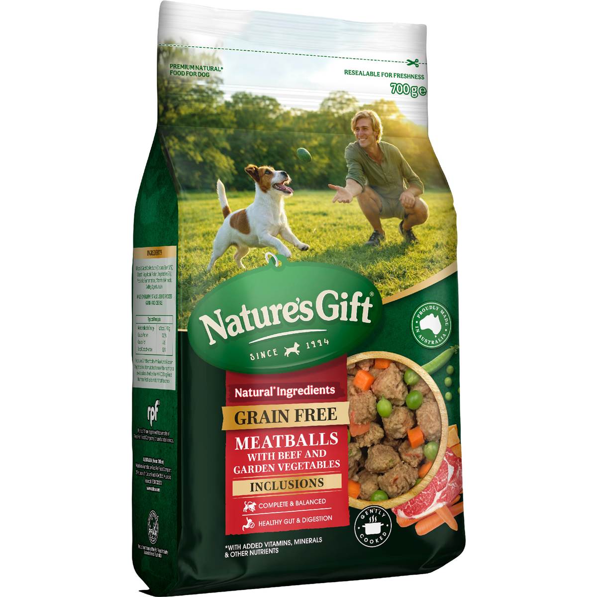 Nature's Gift Chilled Dog Food Grain Free Meatballs Beef & Vegetables 700g