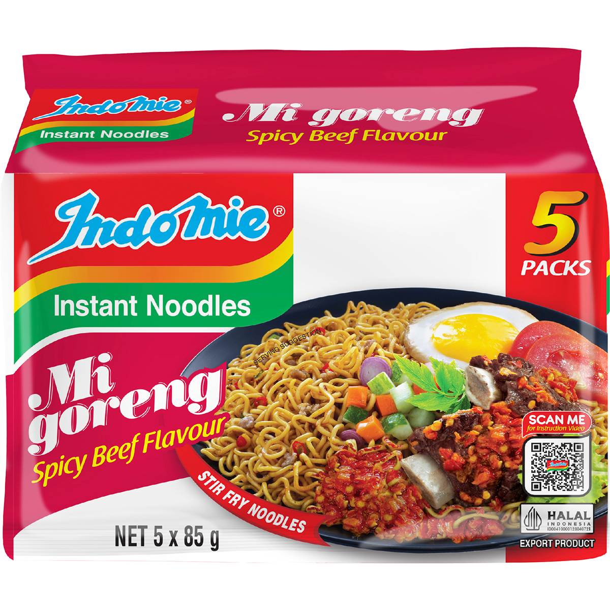 Indomie Instant Noodles Mi Goreng Spicy Beef Flavour 425g 5 pack