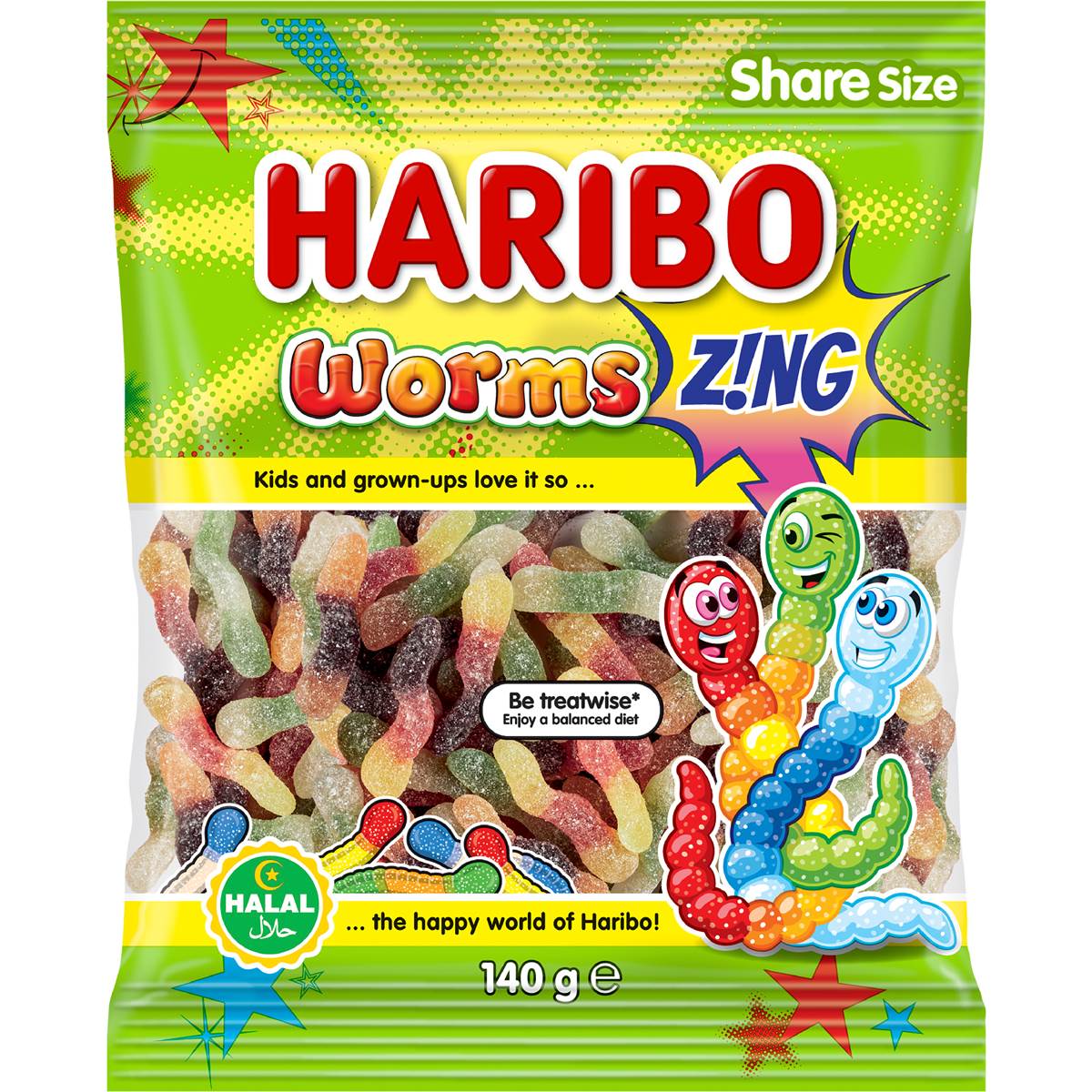 Haribo Sour Worms 140g