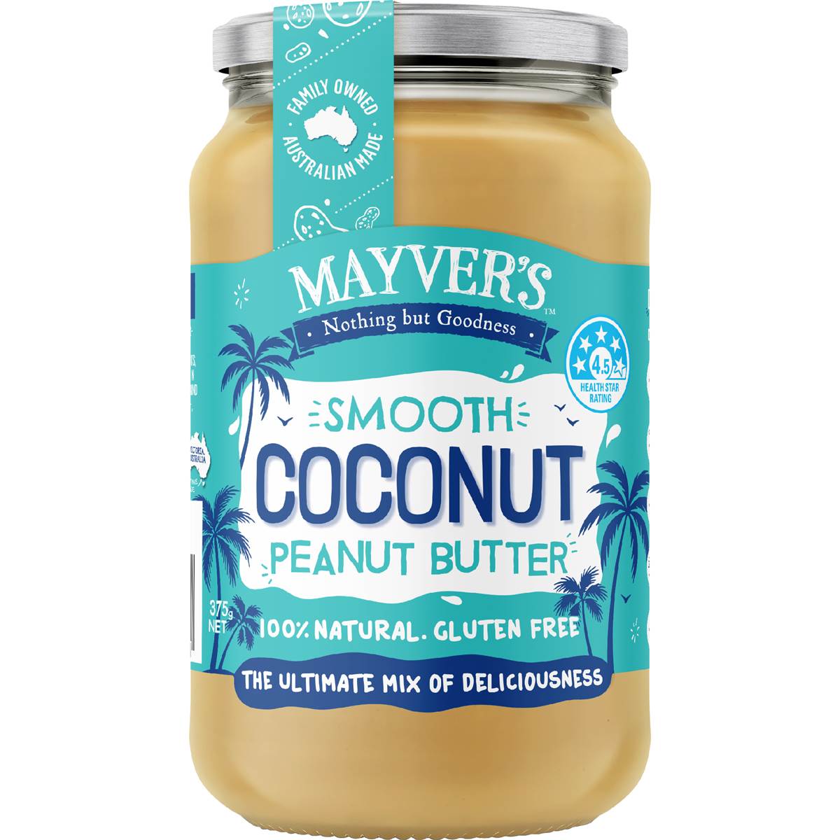 Mayver's Smooth Coconut Peanut Butter 375g