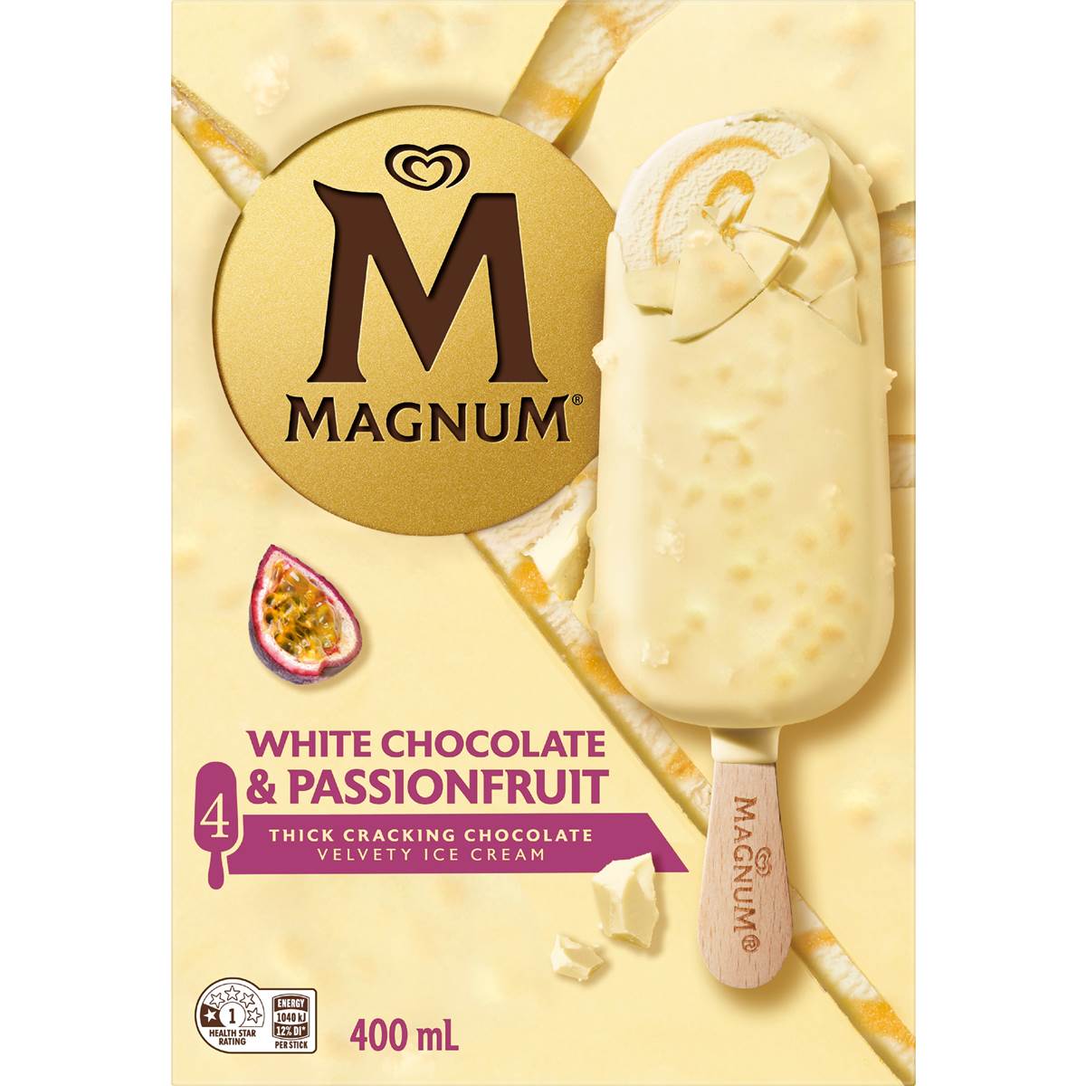 Magnum White Chocolate Passionfruit Ice Cream Sticks 4 pack