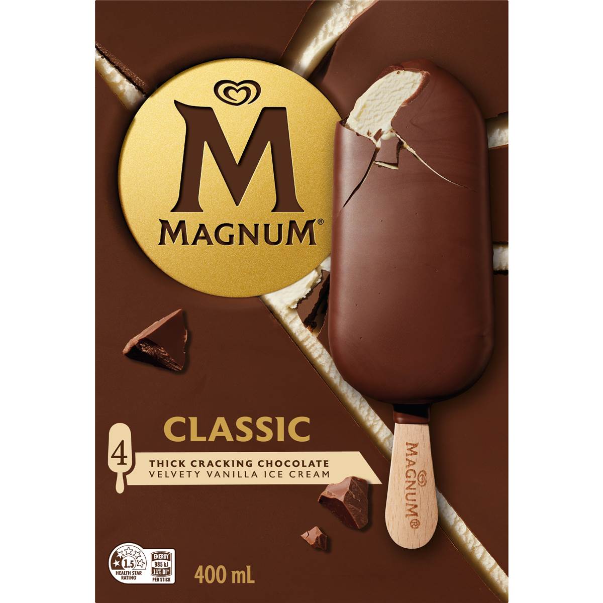 Magnum Classic Chocolate Ice Cream Sticks 4 pack