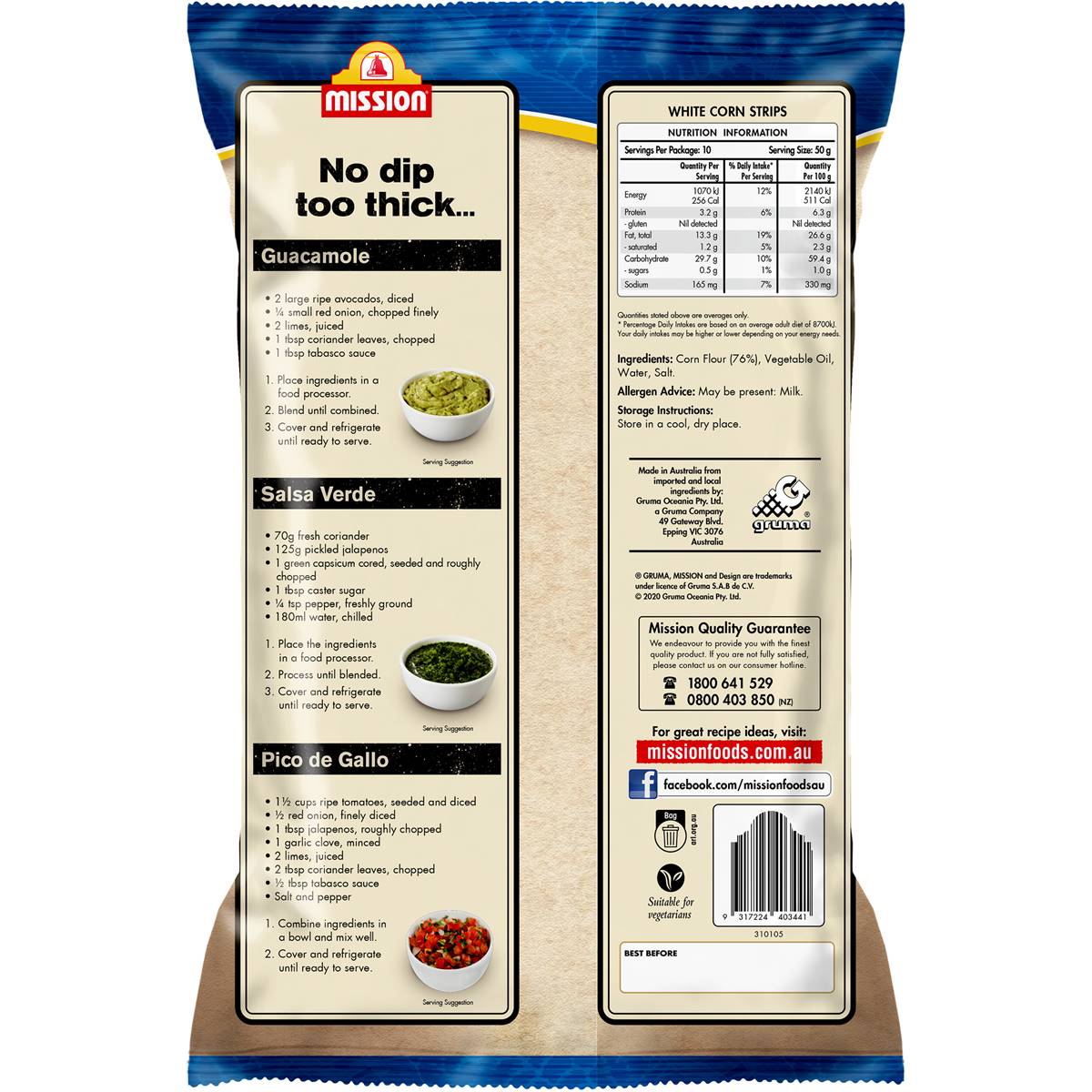 Mission White Strip Corn Chips 500g Woolworths