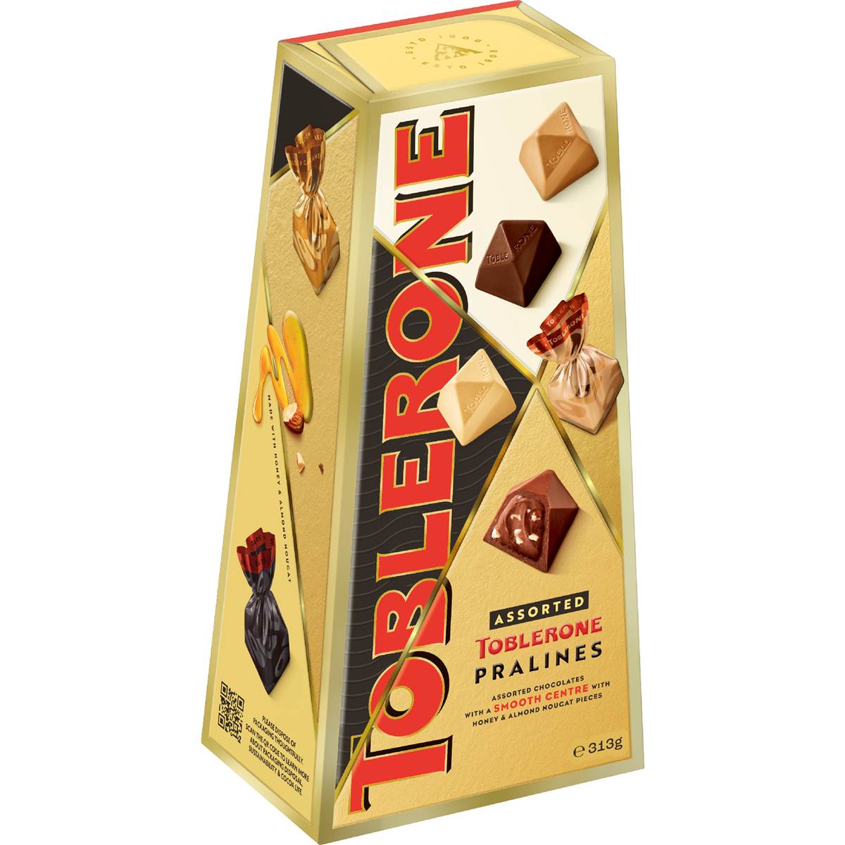 Toblerone Pralines Assorted Milk Dark & White Chocolate Gift Box 313g