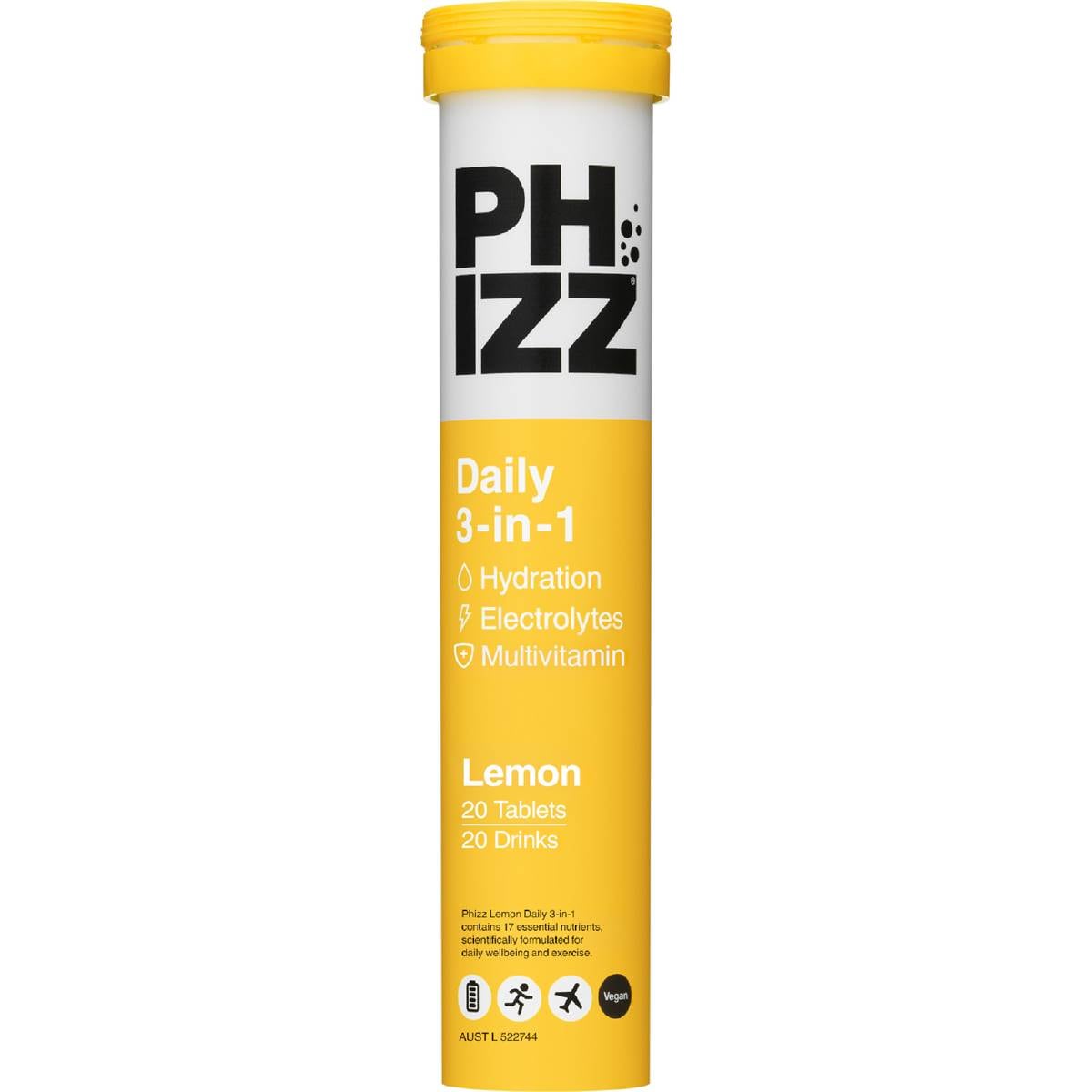 Phizz Daily 3-in-1 Electrolyte Tablets Lemon 20 pack