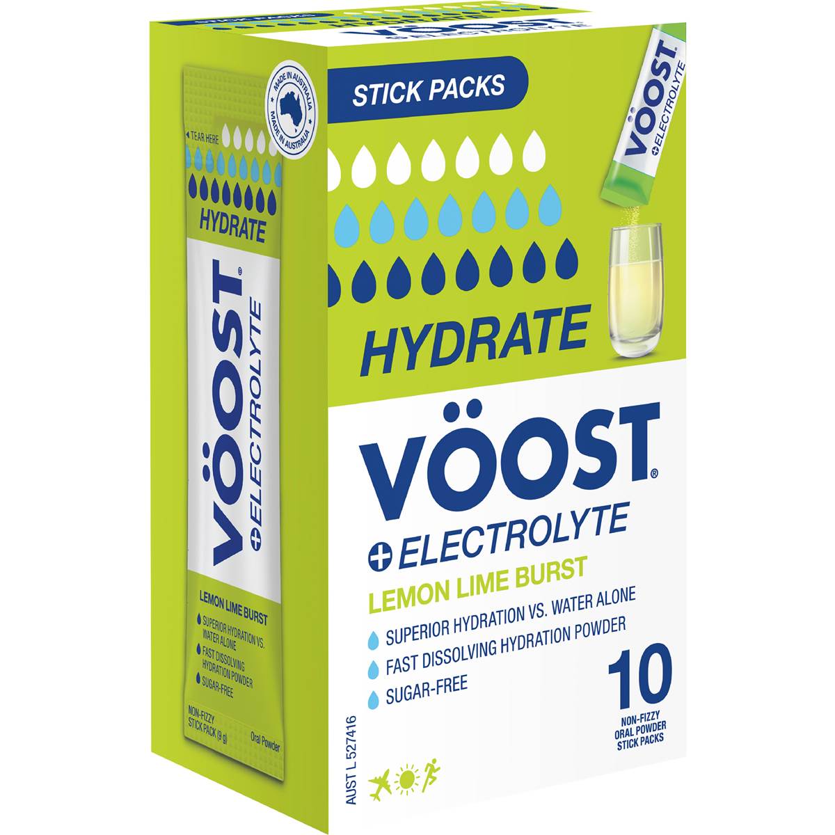 VOOST Hydrate Electrolyte Sticks Lemon Lime Burst 10 pack
