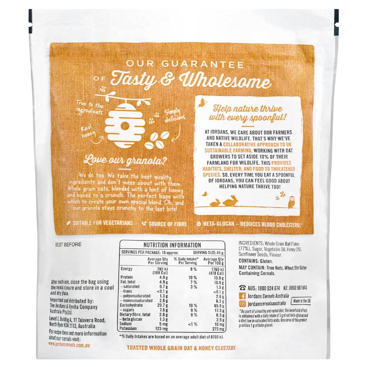 Jordans Simply Crunchy Oat Granola Honey 750g Woolworths