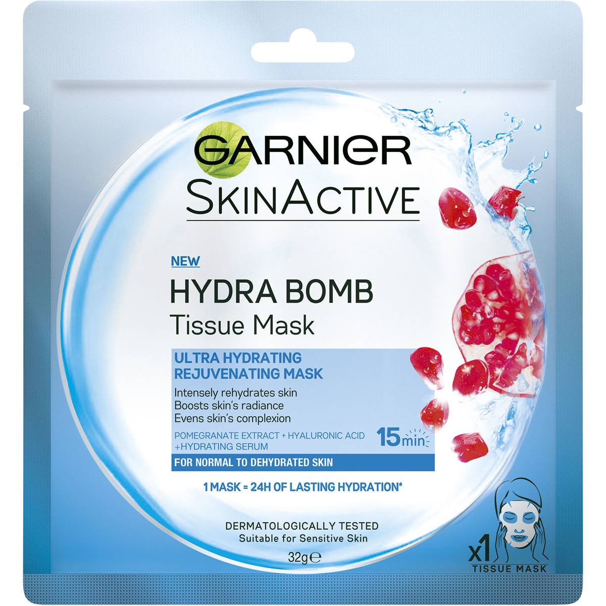 Garnier Hydra Bomb Tissue Mask Pomegranate 32g | Woolworths