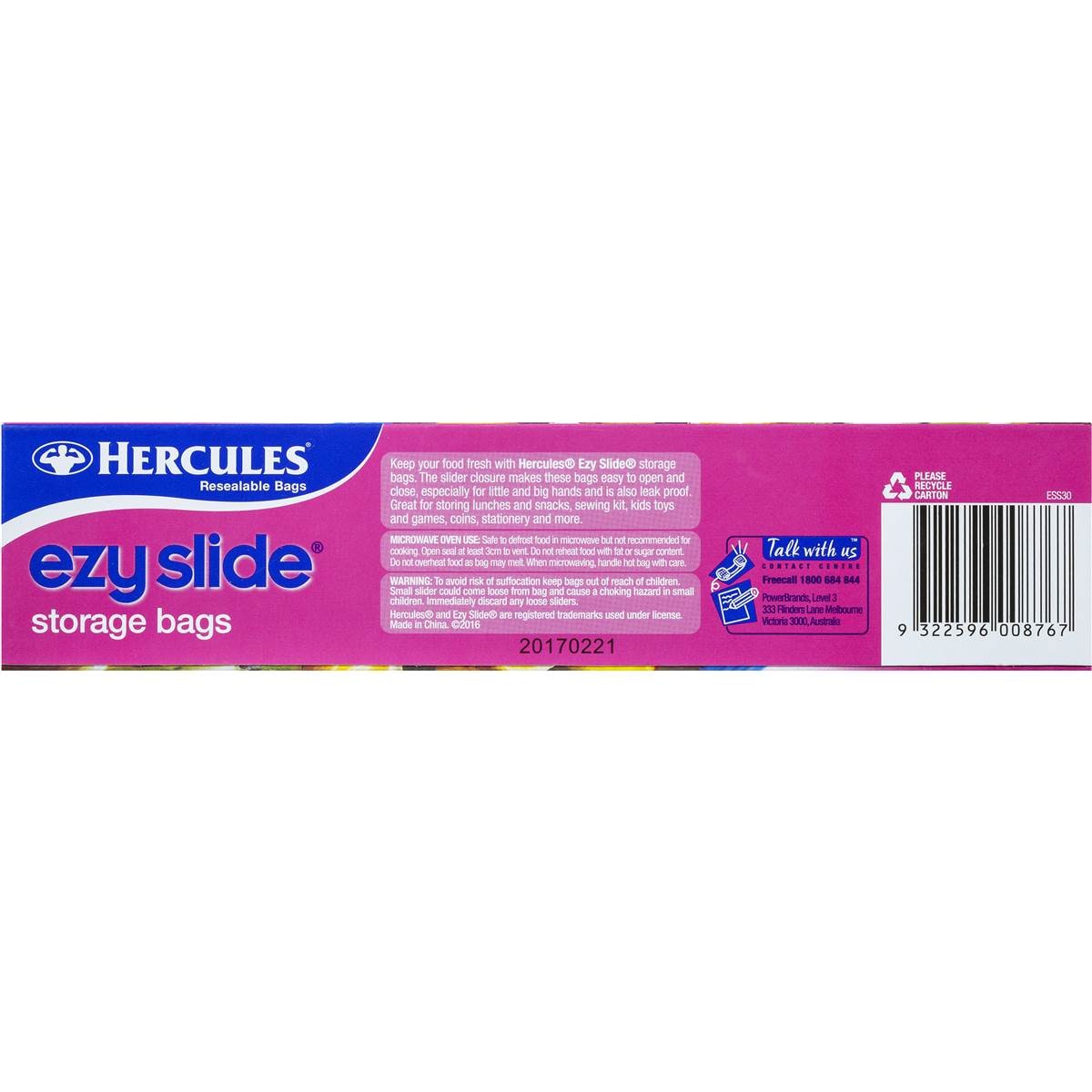 Hercules Ezy Slide Resealable Storage Bags 30 Pack Woolworths