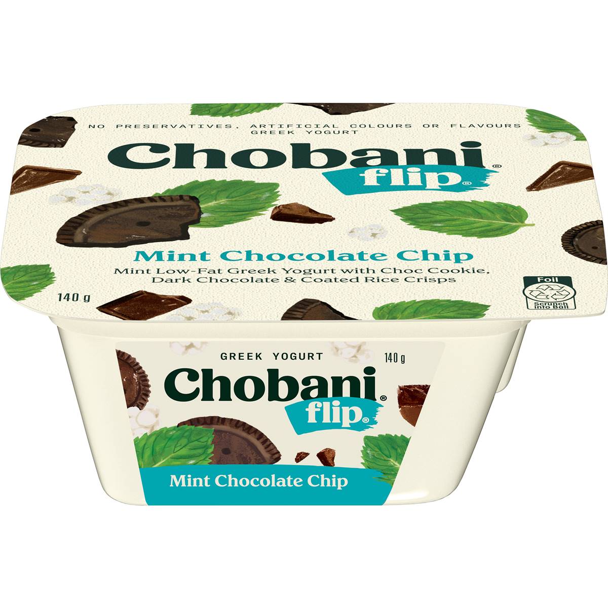 Chobani Flip Greek Yoghurt Mint Choc Chip 140g Woolworths