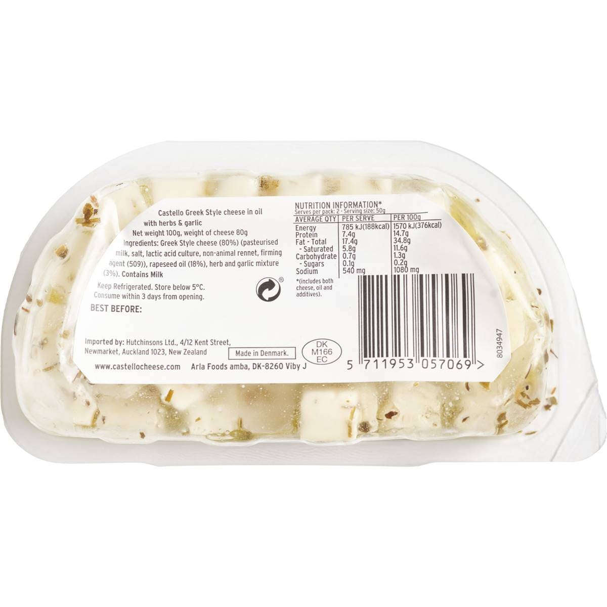Castello Marinated Greek Style Cheese In Oil With Garlic & Herbs 100g