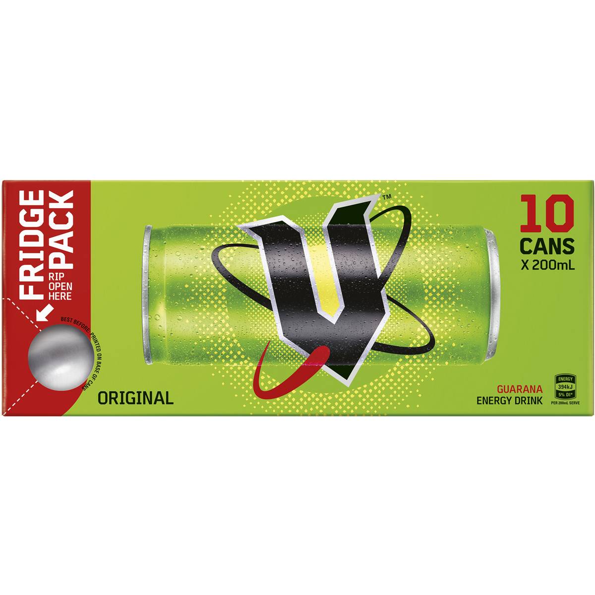 V Energy Drink Original Green 10x200ml | Woolworths