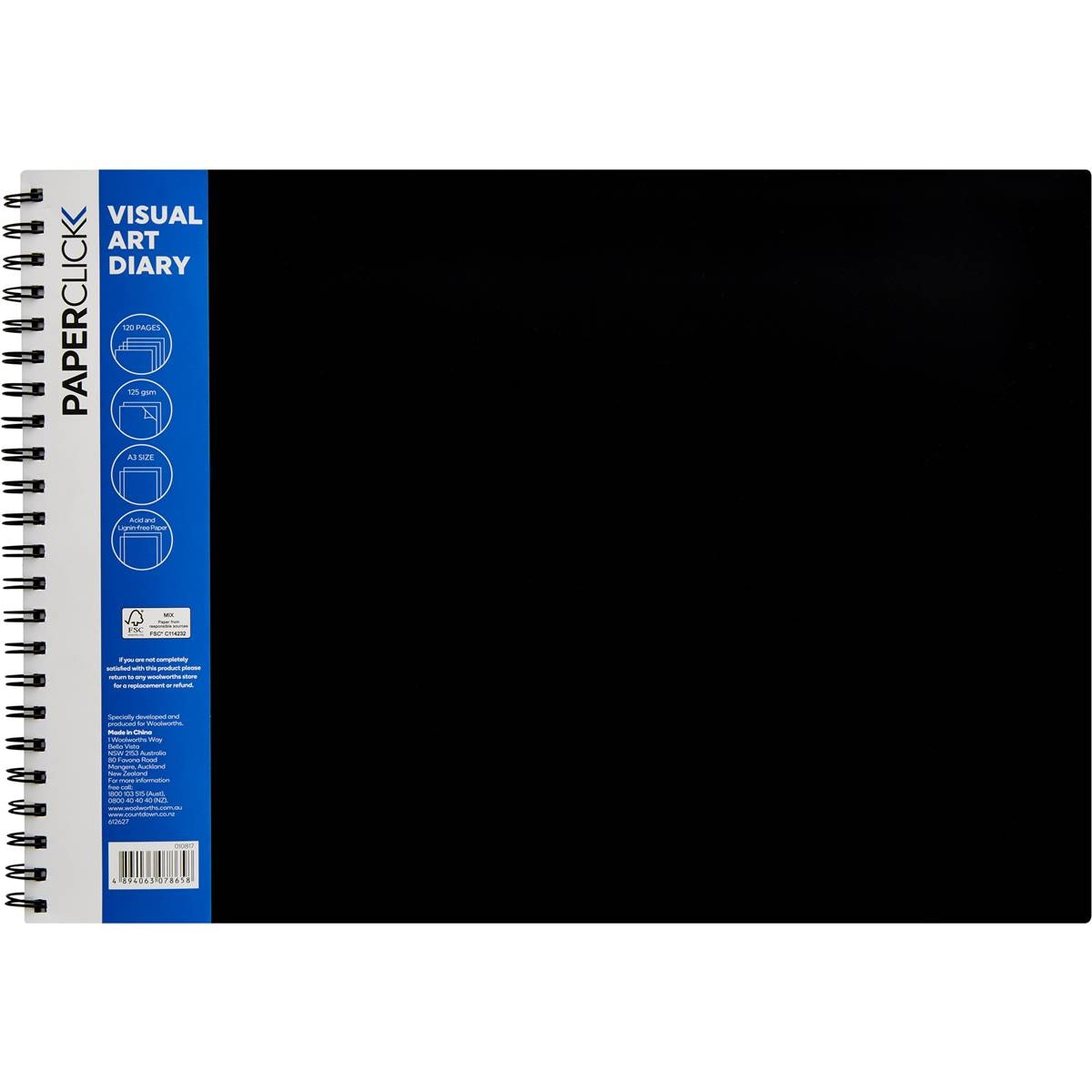 Paperclick A3 Visual Art Diary 120 Pages Each Woolworths