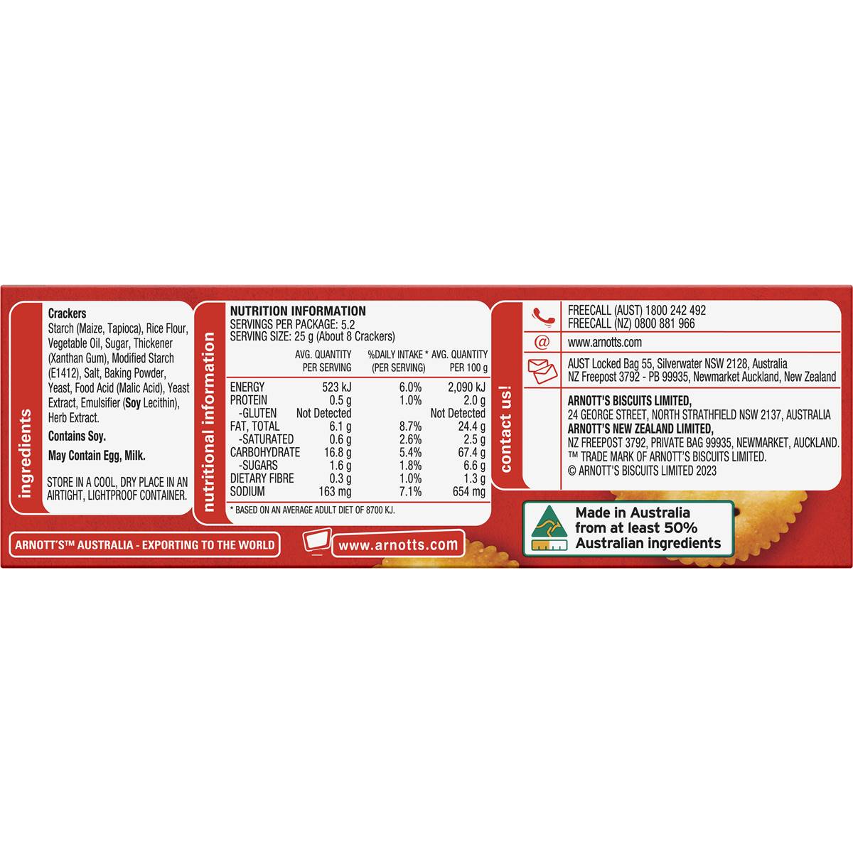 Arnott's Gluten Free Jatz Cracker Biscuits 130g Woolworths