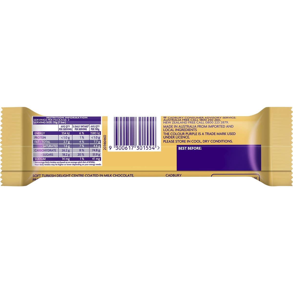 Cadbury Fry's Turkish Delight Twin Pack Milk Chocolate Bar 70g | Woolworths