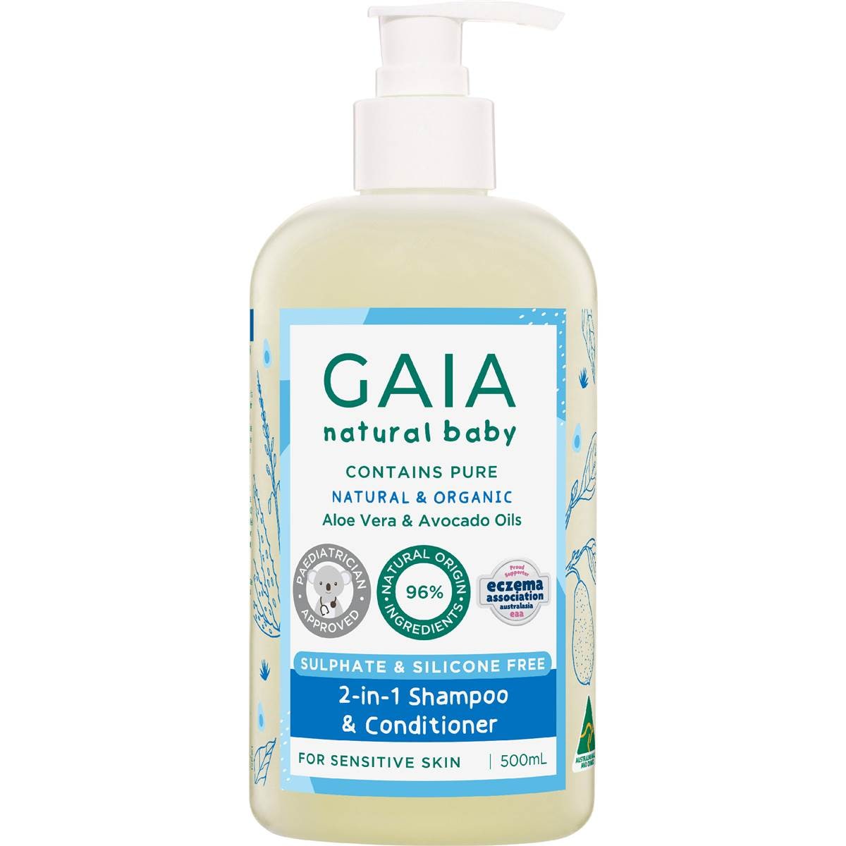 Gaia Natural Baby 2-In-1 Shampoo & Conditioner 500mL | Woolworths