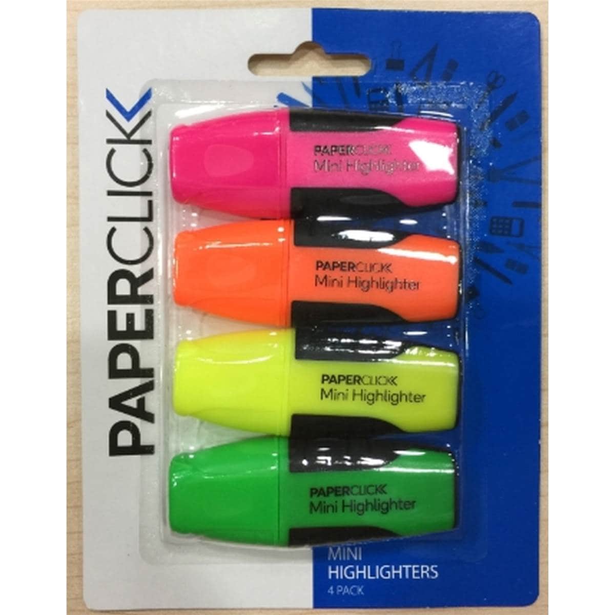 Paperclick Mini Highlighters 4 Pack Woolworths