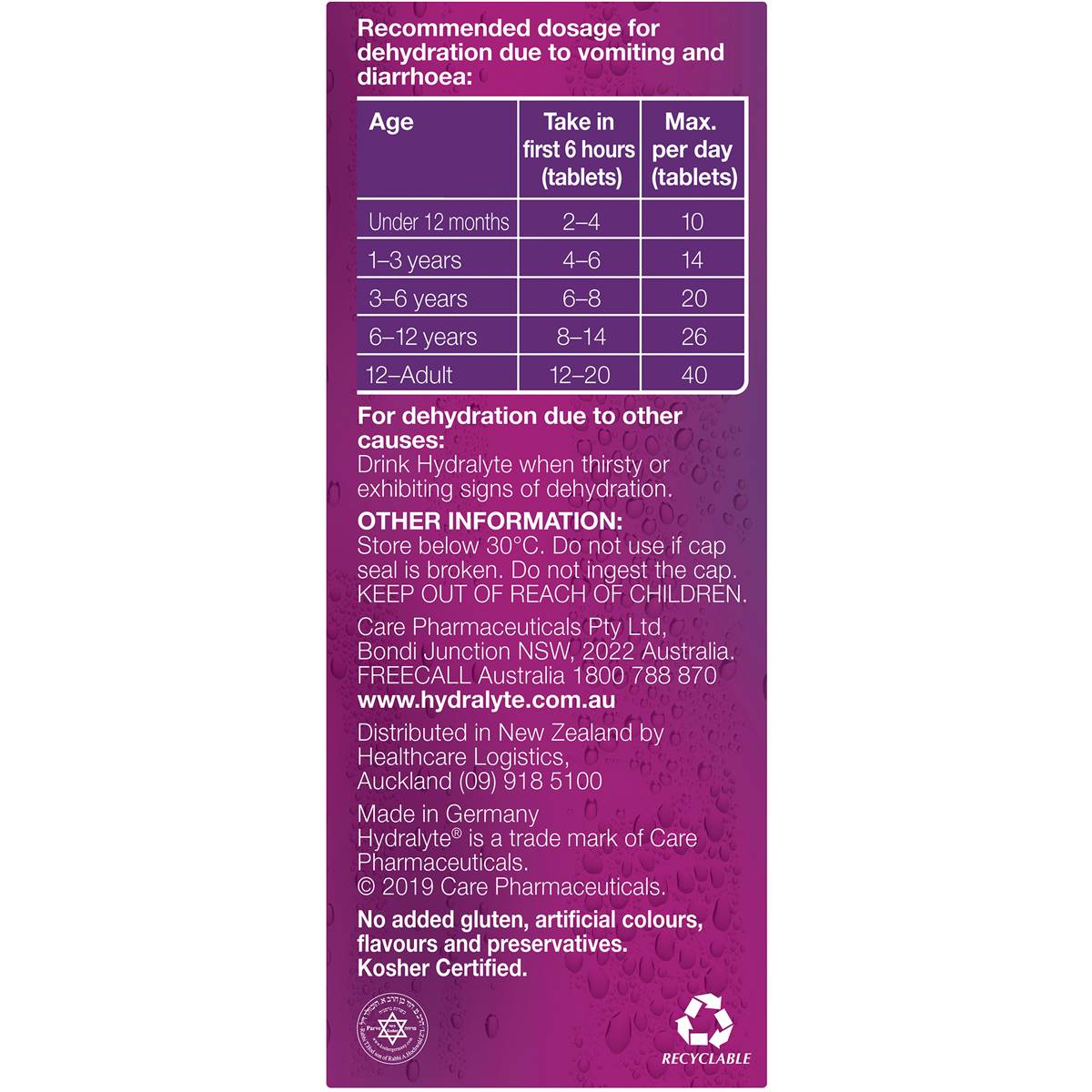 Hydralyte Effervescent Electrolyte Tablets Apple Blackcurrant 10 Pack Woolworths