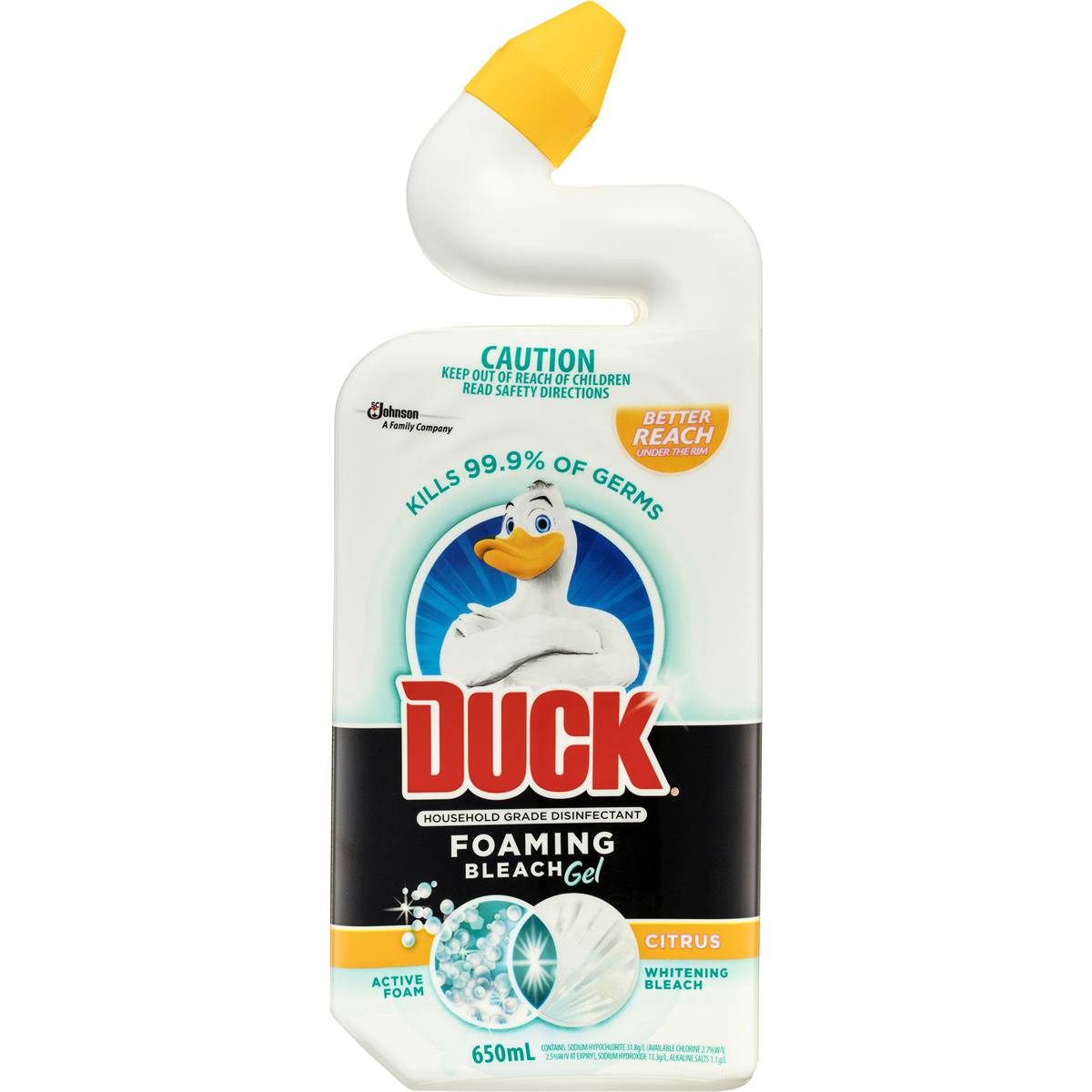 Duck Foaming Toilet Bleach Gel Citrus 650ml | Woolworths