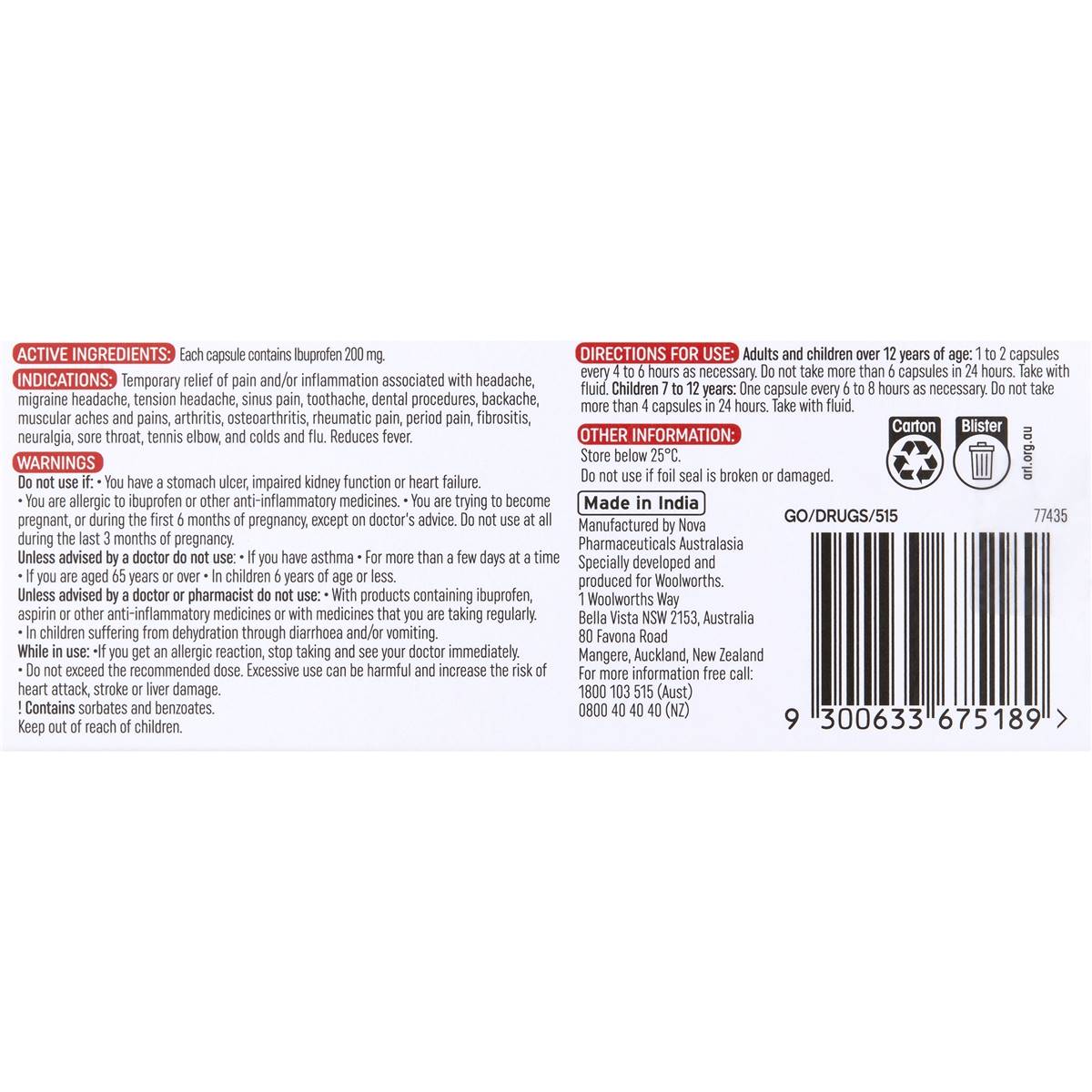 Helphand Ibuprofen Soft Gel Capsules 200mg 20 Pack Woolworths