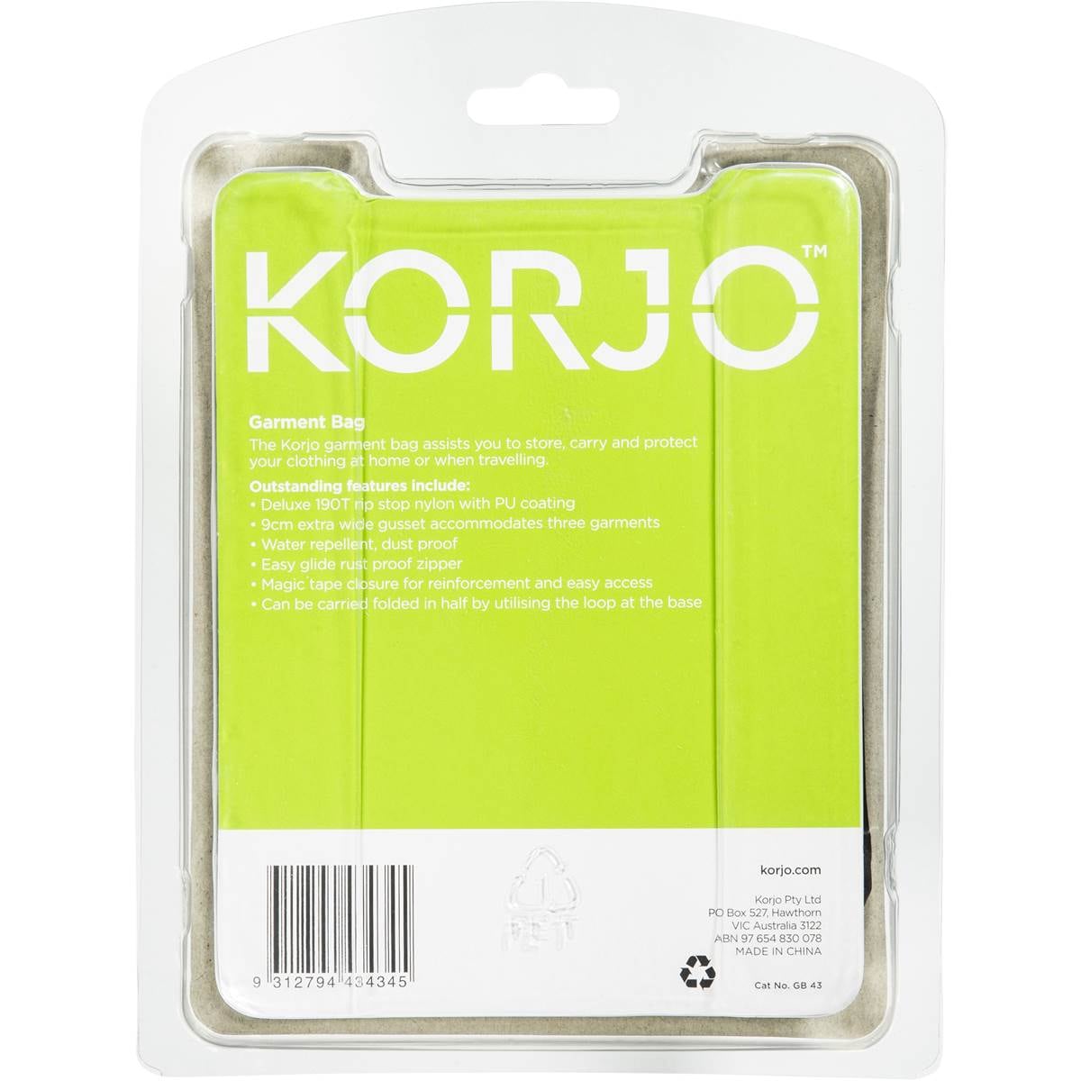 Korjo Garment Bag Each Woolworths