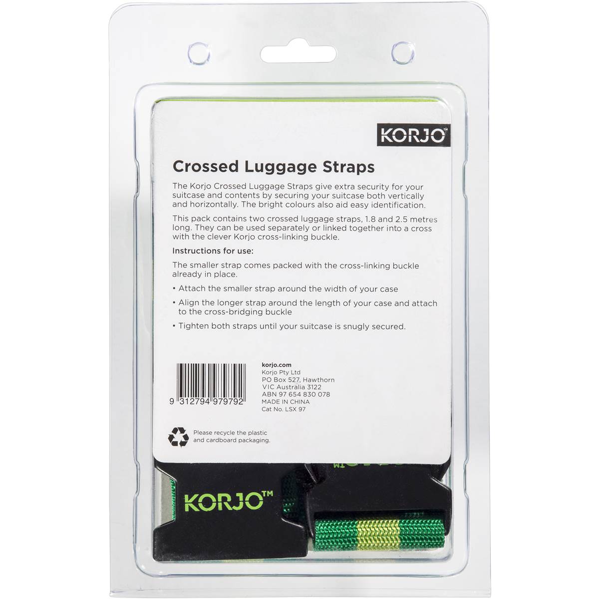 Korjo Crossed Luggage Strap Each Woolworths