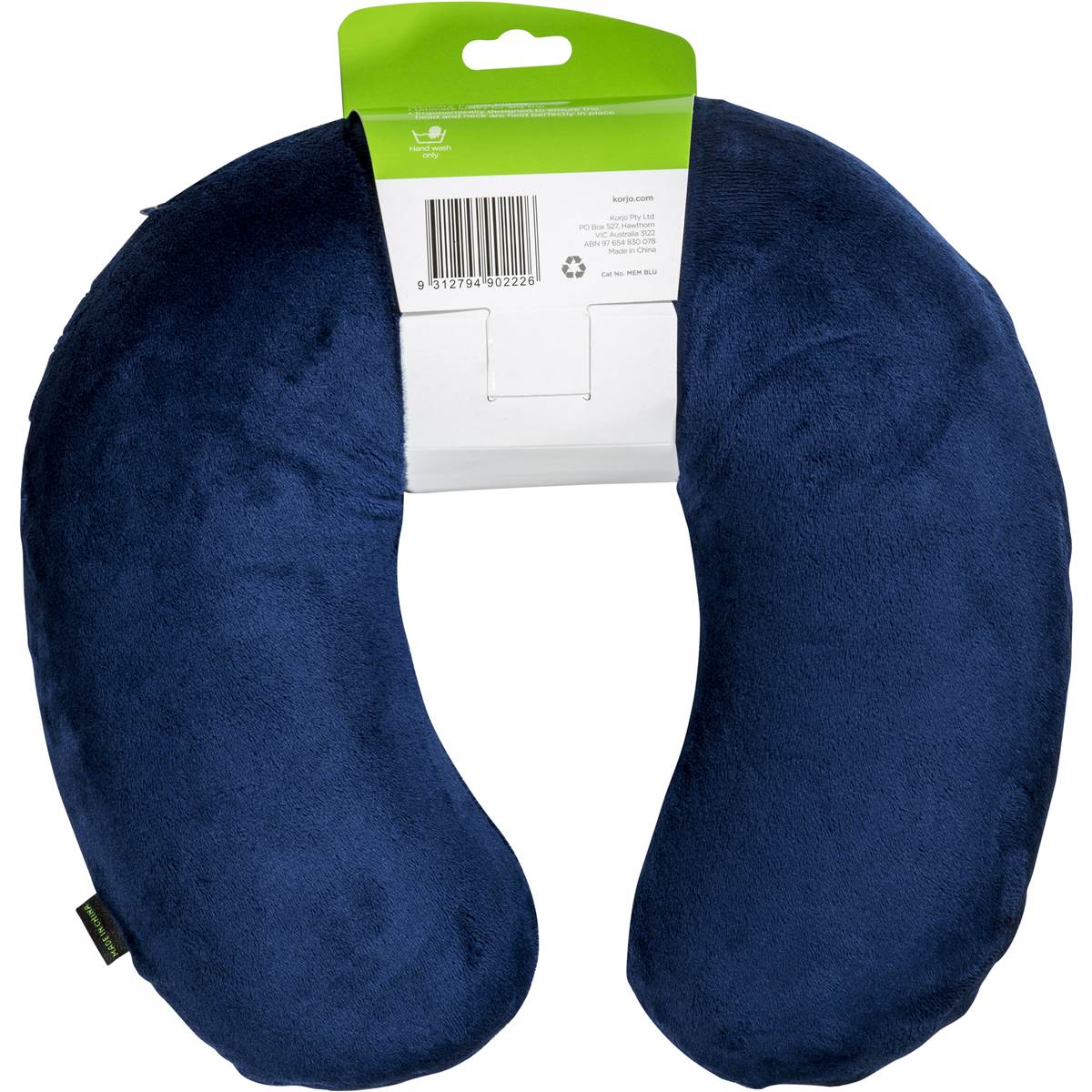 Korjo Memory Foam Pillow Blue Each Woolworths