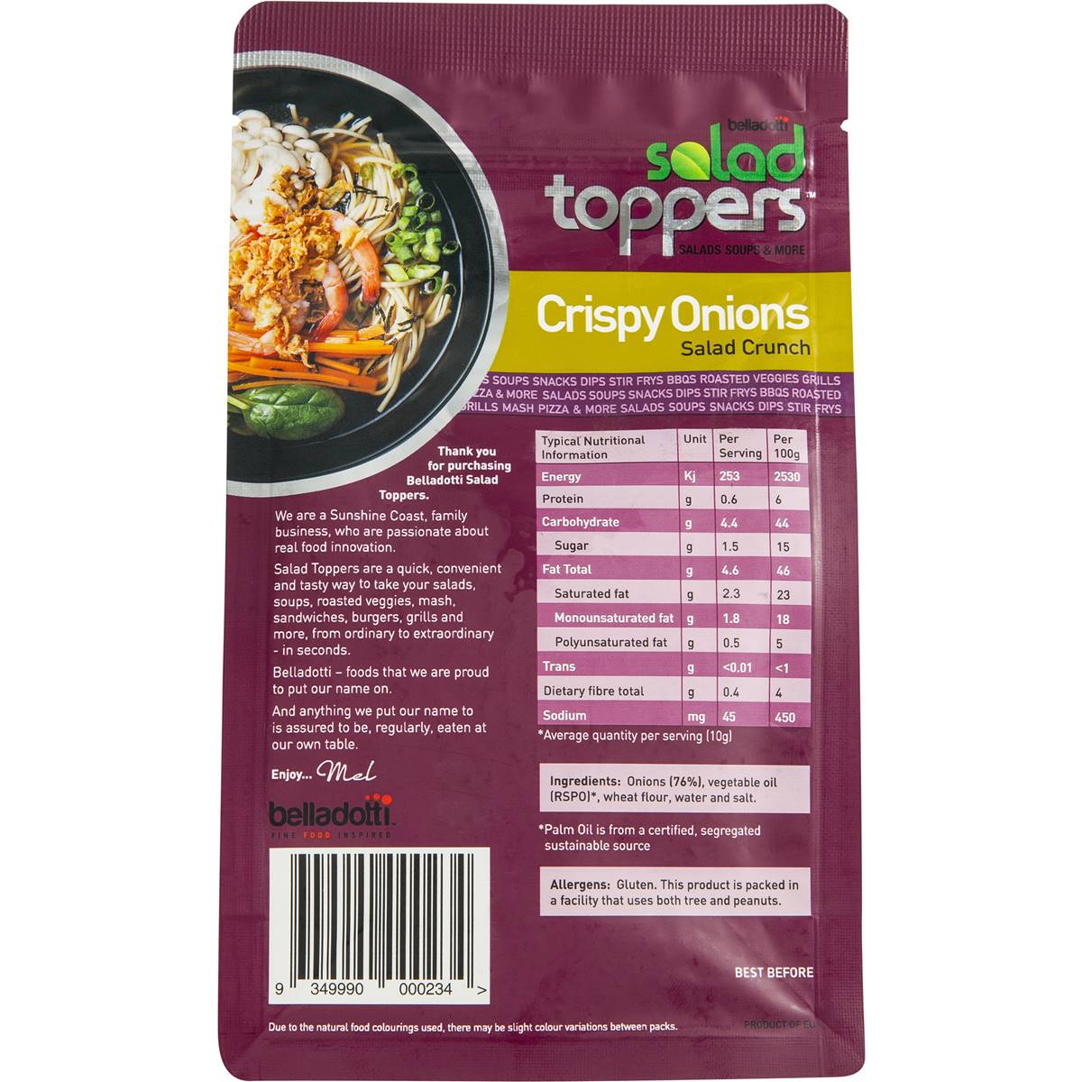 Belladotti Salad Toppers Crispy Onions Salad Crunch 90g Woolworths