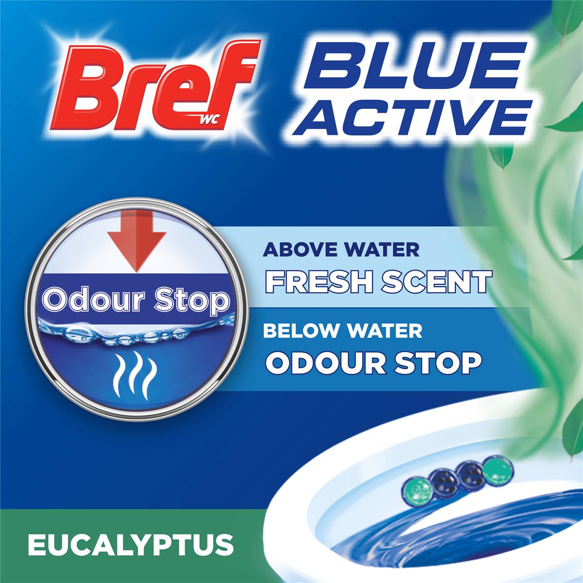Bref Blue Active Toilet Cleaner Block Eucalyptus 1 Pack Woolworths