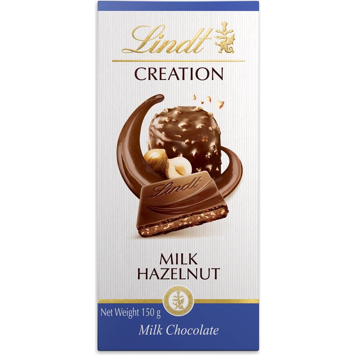 Lindt Creation Milk Hazelnut Chocolate Block 150g